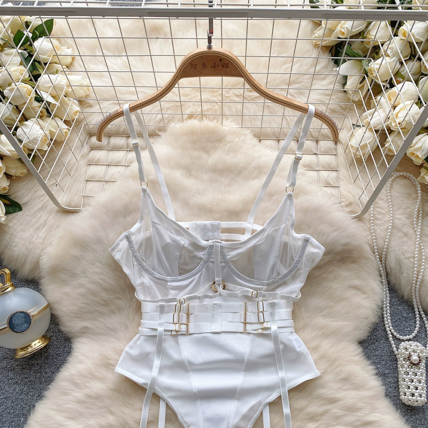 CHILLGIO Women Sexy Push Up Bodysuits Lingerie One Piece Bodycon Combination Catsuits Erotic Fashion Transparent Strappy Rompers