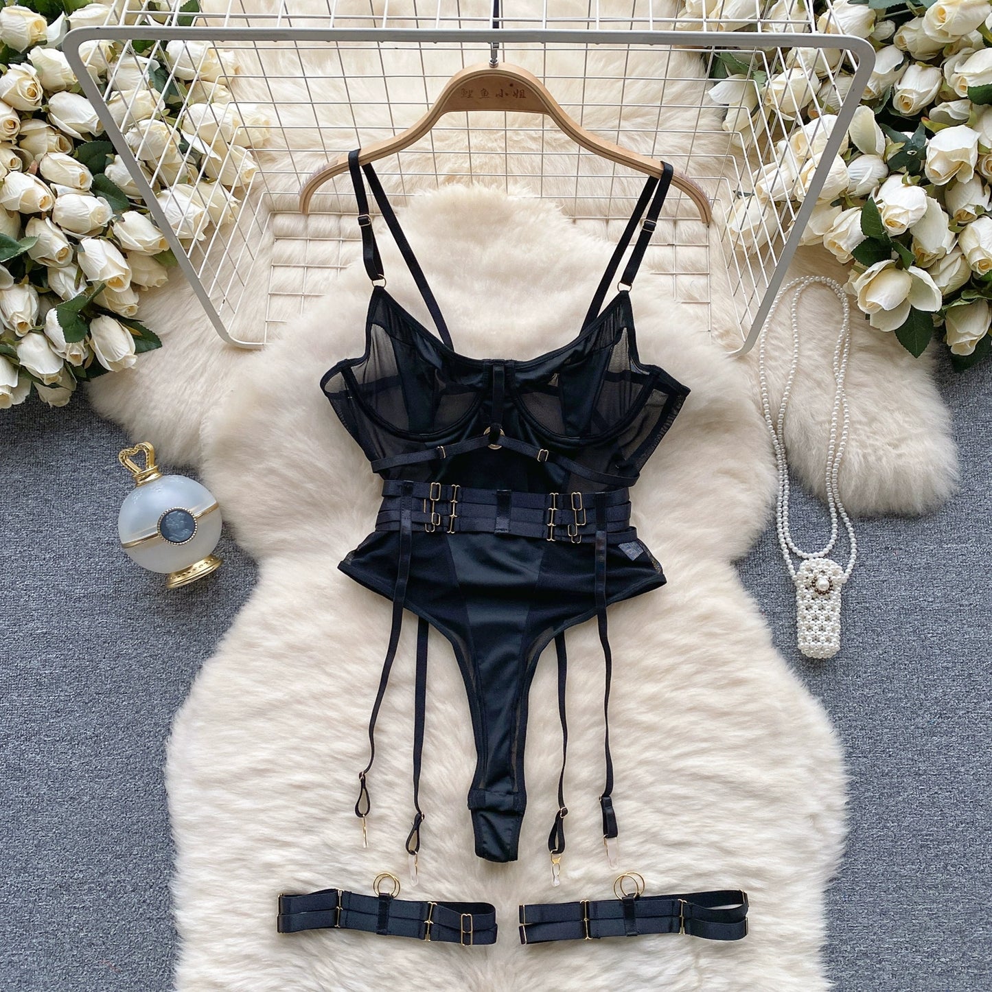 CHILLGIO Women Sexy Push Up Bodysuits Lingerie One Piece Bodycon Combination Catsuits Erotic Fashion Transparent Strappy Rompers