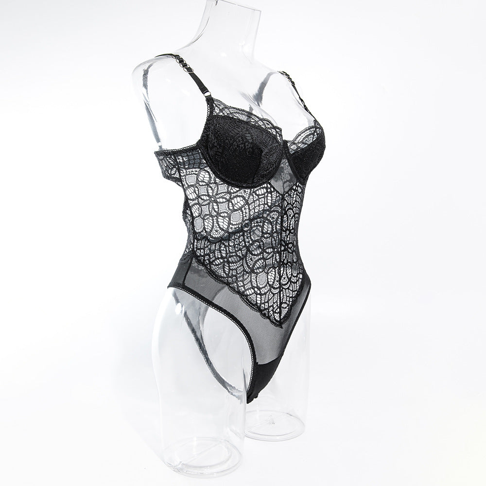 CHILLGIO Bodysuit Women Lingerie Luxury Party Overalls Slim One Pieces Transparent Combination Romper Black Sexy Strappy Catsuit