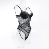 CHILLGIO Bodysuit Women Lingerie Luxury Party Overalls Slim One Pieces Transparent Combination Romper Black Sexy Strappy Catsuit