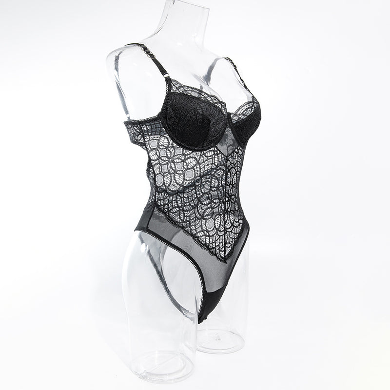 CHILLGIO Bodysuit Women Lingerie Luxury Party Overalls Slim One Pieces Transparent Combination Romper Black Sexy Strappy Catsuit