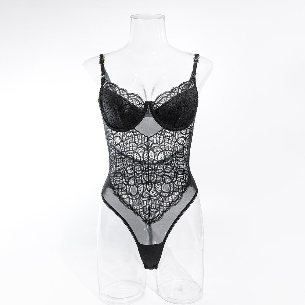 CHILLGIO Bodysuit Women Lingerie Luxury Party Overalls Slim One Pieces Transparent Combination Romper Black Sexy Strappy Catsuit