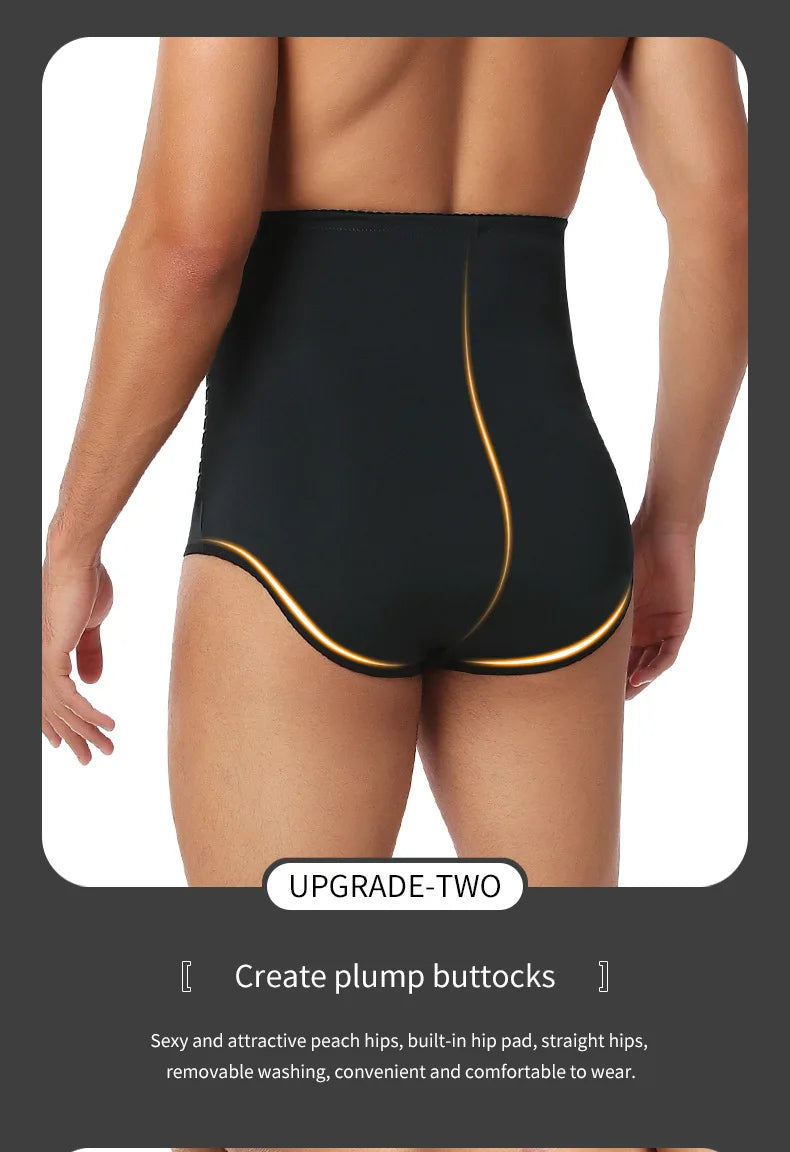 Shapewear Control Pants for Men Fitness Waist Trainer Corset Body Shaper Padded Panties Slimmer Thigh Breathable Slimmer Waist