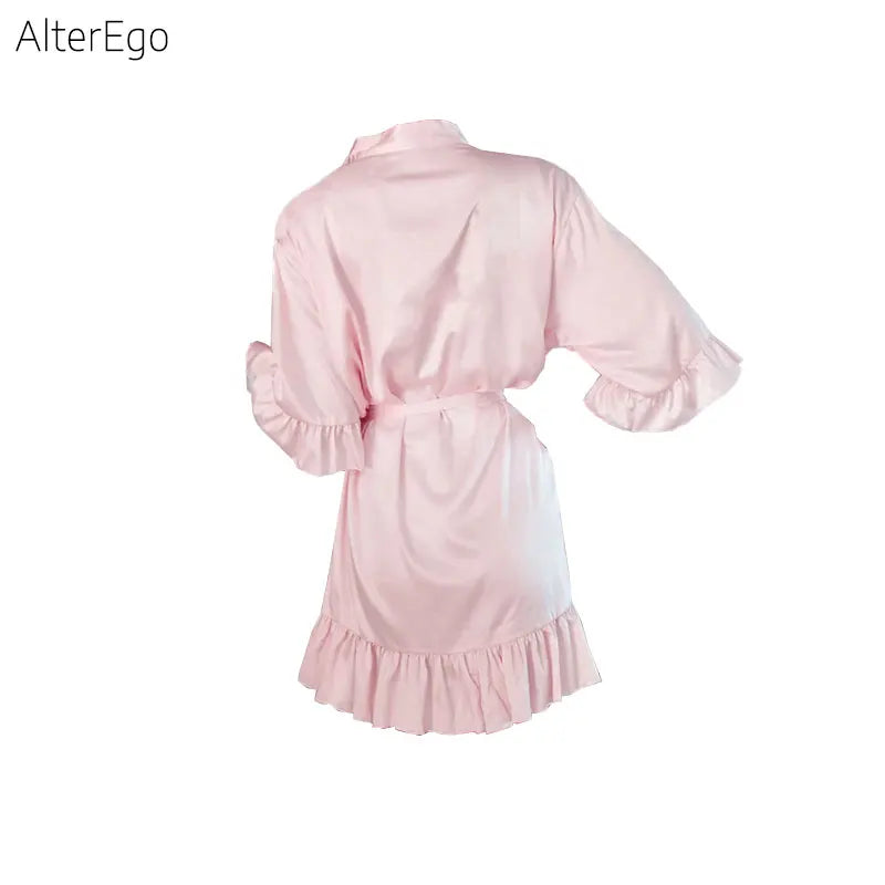 9 Colors Nightgown Soft Bathrobe Short Women's Lounge Bride Bridesmaid Morning Gown Solid Color Wedding Party Silky Robes Summer