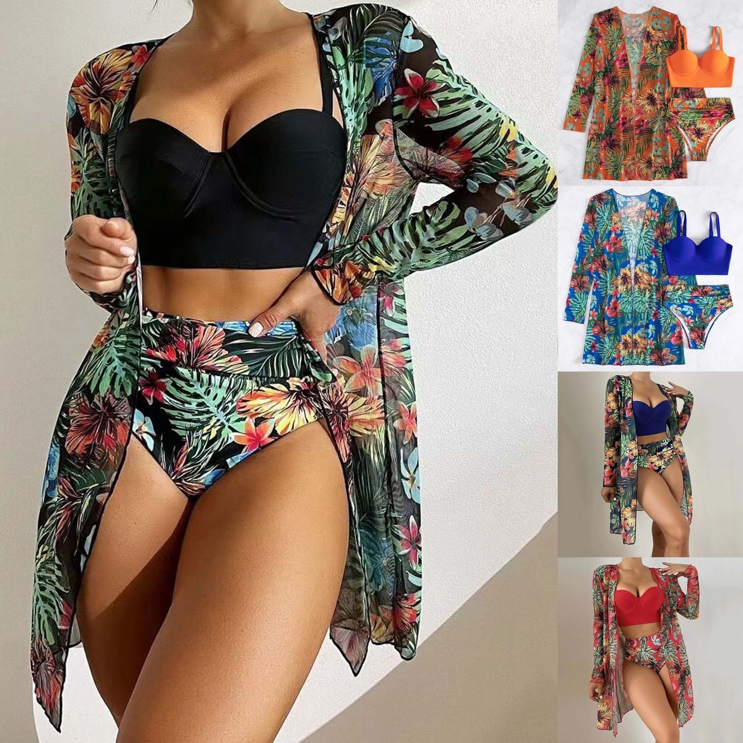 Bohemian Vacation Bathing Suits New Cover Up Three Piece Hard Packed Women'S Bikini Split Swimsuit For Ladies Ropa Interior