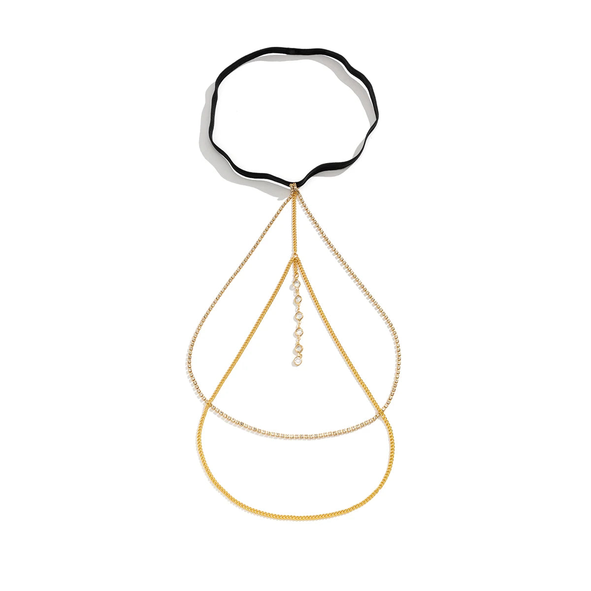 IngeSight.Z Sexy Full Rhinestones Imitation Pearl Tassel Leg Thigh Chain for Women Simple Adjustable Elastic Band Body Chain