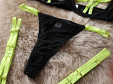 Sexy Hollow Splicing Strap Heavy Crafted Underwear 4-piece Women Rompers Clothing Bodysuits Crop Tops Lace Jumpsuit UE5L