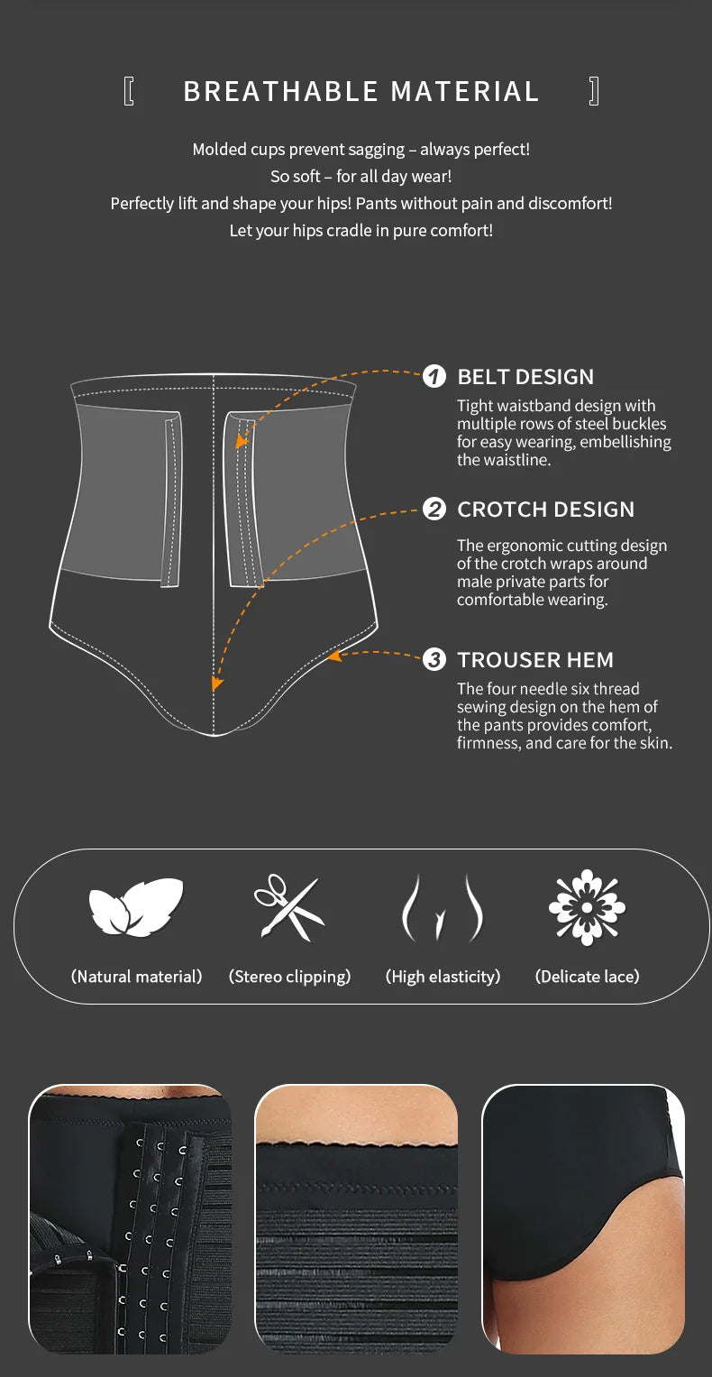 Shapewear Control Pants for Men Fitness Waist Trainer Corset Body Shaper Padded Panties Slimmer Thigh Breathable Slimmer Waist