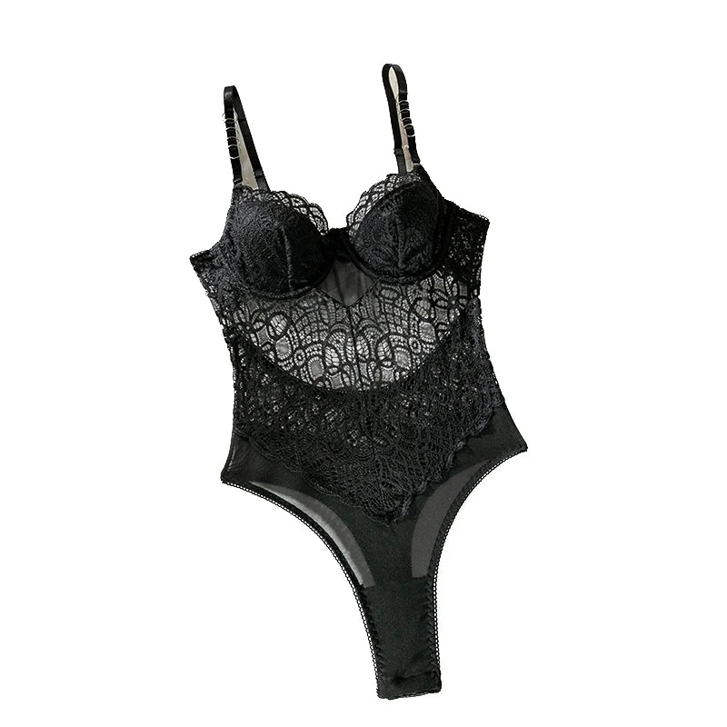 CHILLGIO Bodysuit Women Lingerie Luxury Party Overalls Slim One Pieces Transparent Combination Romper Black Sexy Strappy Catsuit