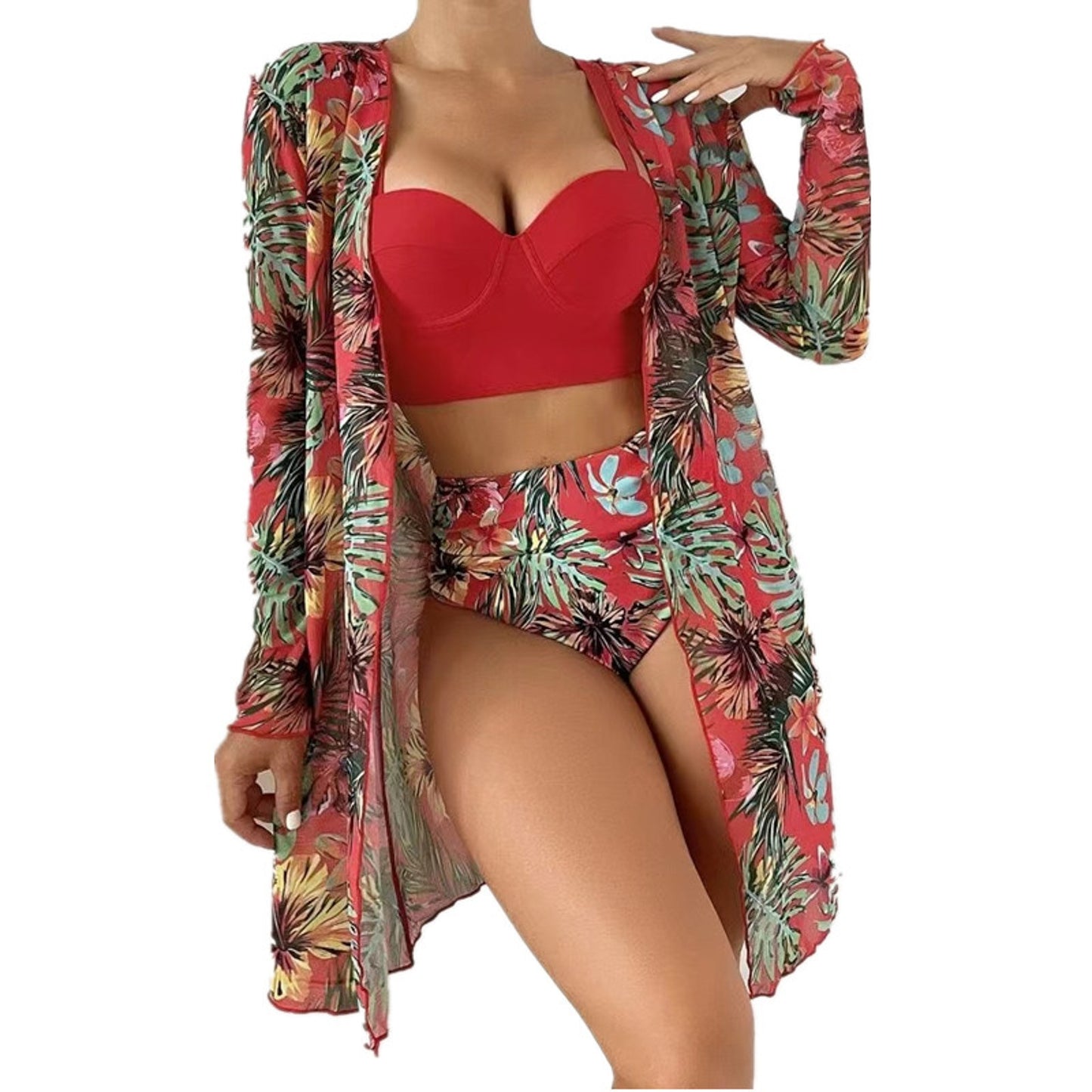 Bohemian Vacation Bathing Suits New Cover Up Three Piece Hard Packed Women'S Bikini Split Swimsuit For Ladies Ropa Interior