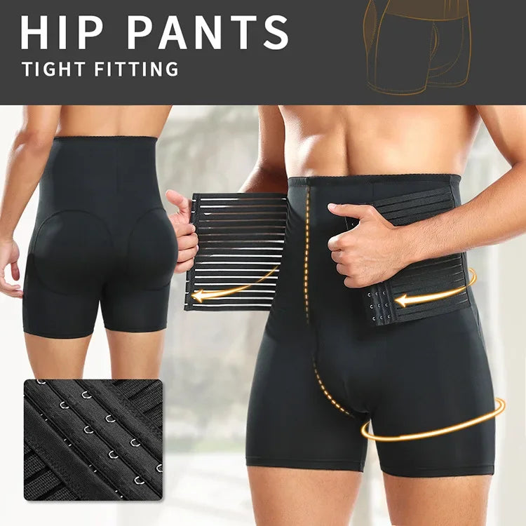 Shapewear Control Pants for Men Fitness Waist Trainer Corset Body Shaper Padded Panties Slimmer Thigh Breathable Slimmer Waist
