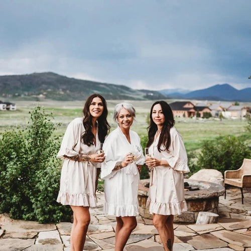 9 Colors Nightgown Soft Bathrobe Short Women's Lounge Bride Bridesmaid Morning Gown Solid Color Wedding Party Silky Robes Summer