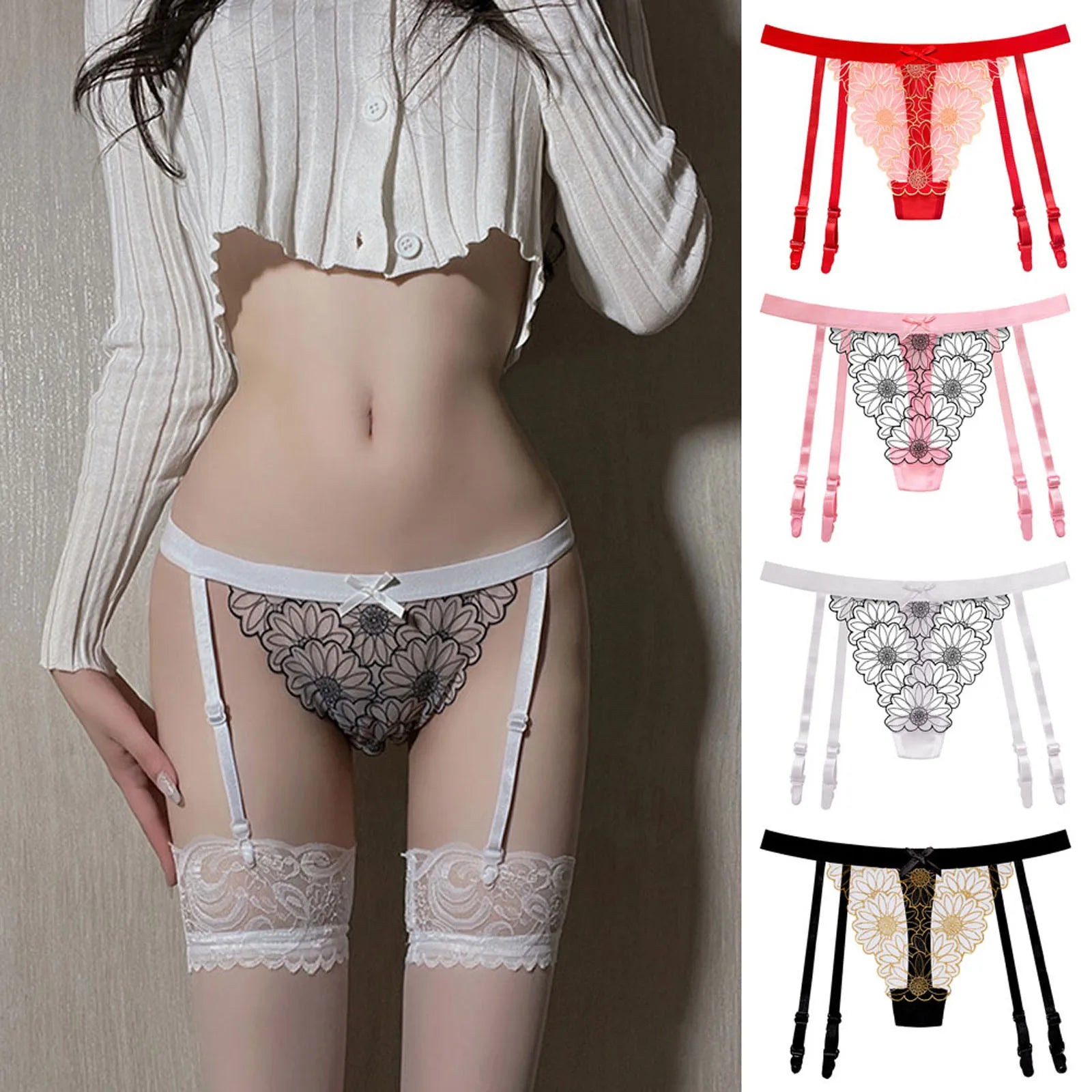 Women Underwear Thongs Lace Bikini Panties G String Thong Ladie Garter Belt Underwear Thong Women'S Seamless Underwear