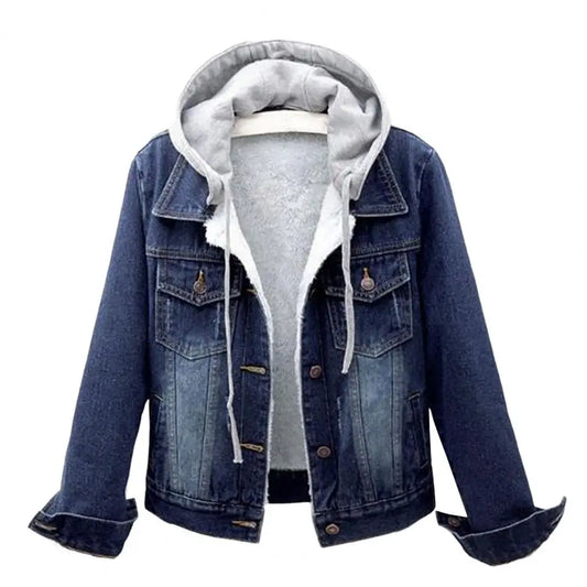 5xl Women Denim Chic Jacket Female Oversize Outerwear Loose Short Hooded Jeans Coat Big Pocket Tops 2024 Spring Autumn