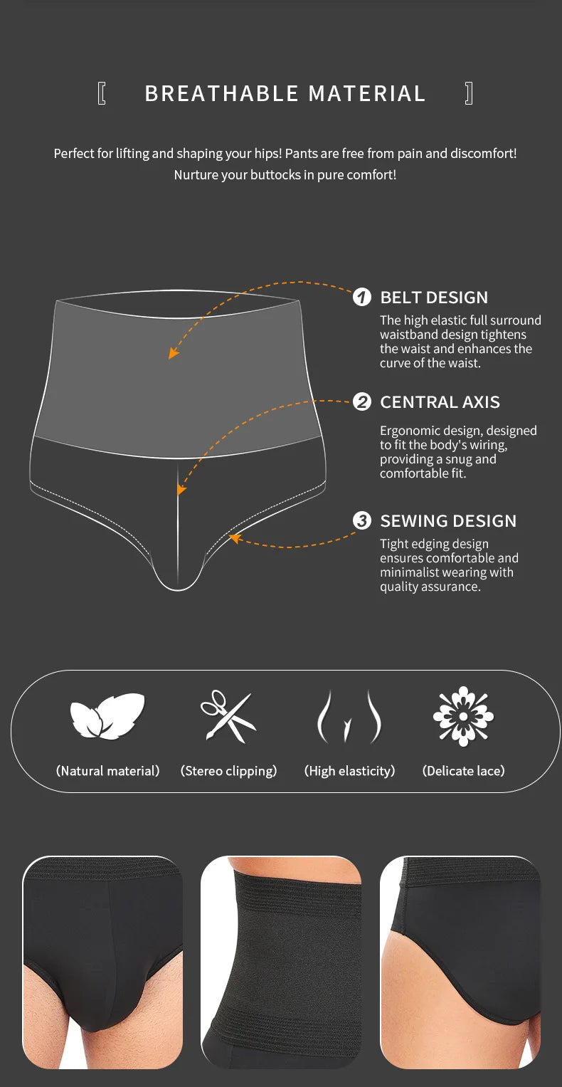 Shapewear Control Pants for Men Fitness Waist Trainer Corset Body Shaper Padded Panties Slimmer Thigh Breathable Slimmer Waist