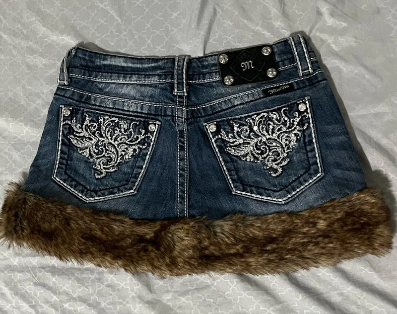 Harajuku Retro Y2K Skirt Goth Raw Edge Denim Skirt Light Blue Low Waist Mini Skirt  Autumn Winter Sexy Slim Skirts Streetwear