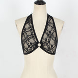 Lingerie For Ladies Lace Halter Neck Criss Cross Back Lace Bra Deep V Scalloped Strappy Bralette Lenceria Sexys Para Mujer Fina