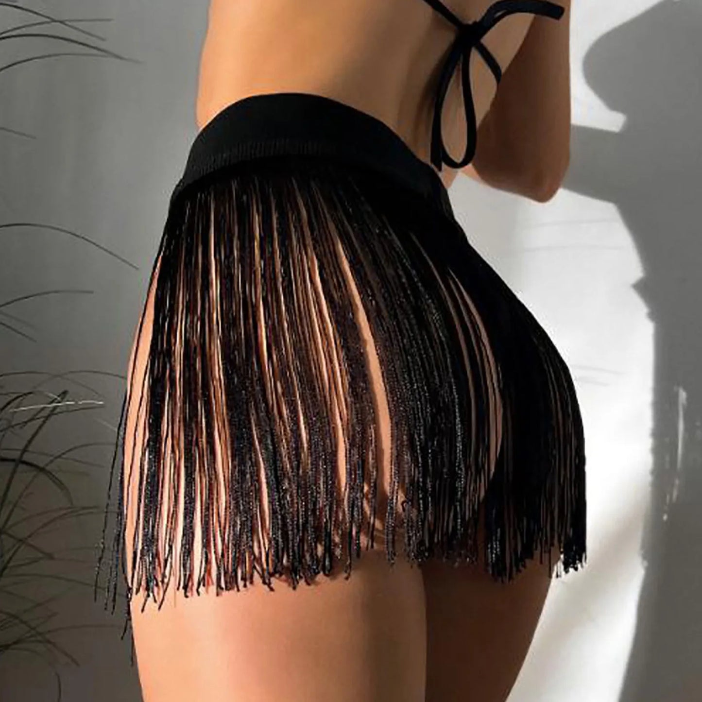 Women's Beach Tassel Skirt Solid Bikini Summer Vacation Swimsuit Solid Cover Up Skirt Swimsuit For Women Bathing Suit Beachwear
