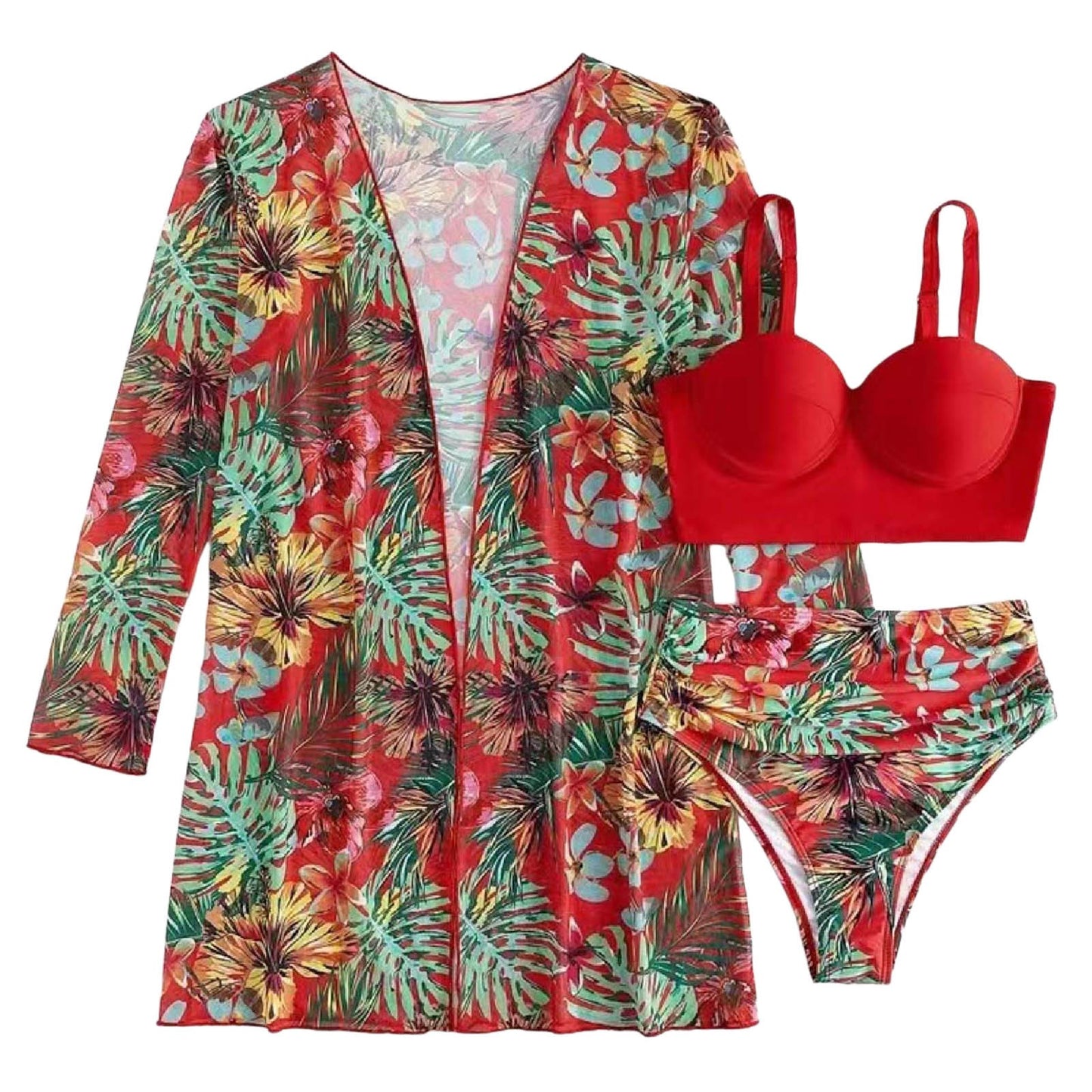 Bohemian Vacation Bathing Suits New Cover Up Three Piece Hard Packed Women'S Bikini Split Swimsuit For Ladies Ropa Interior