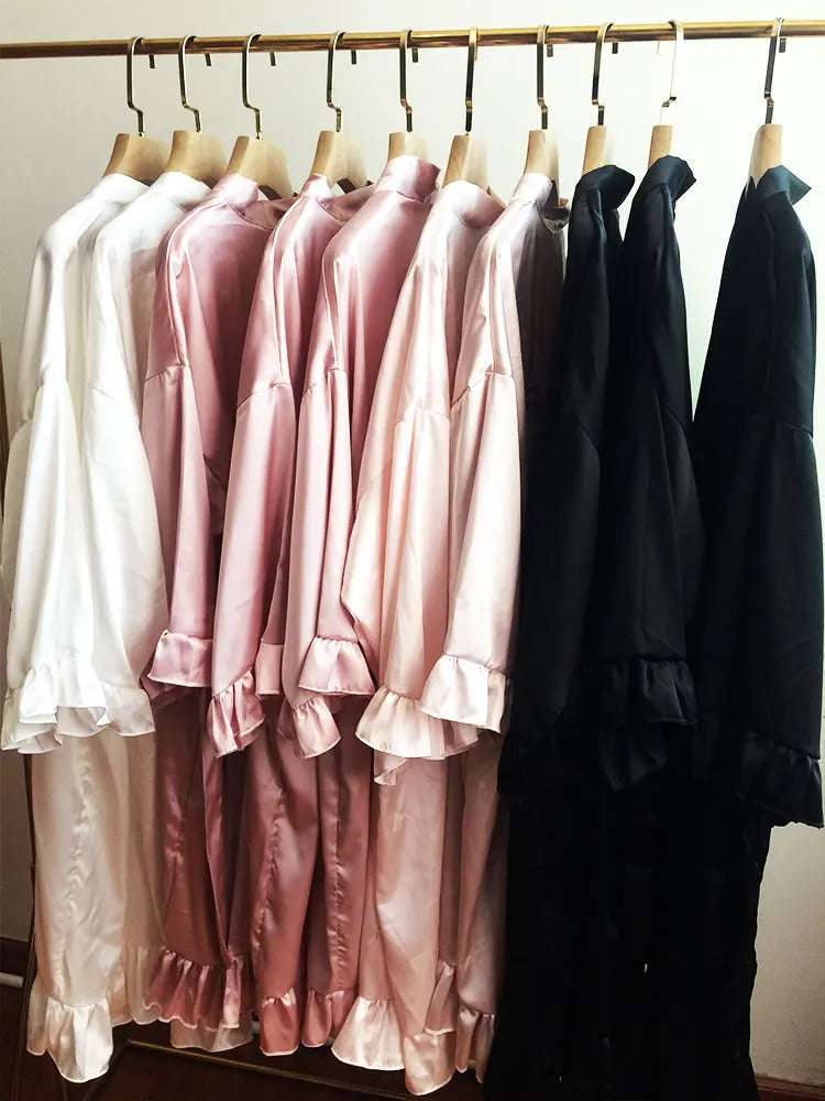 9 Colors Nightgown Soft Bathrobe Short Women's Lounge Bride Bridesmaid Morning Gown Solid Color Wedding Party Silky Robes Summer
