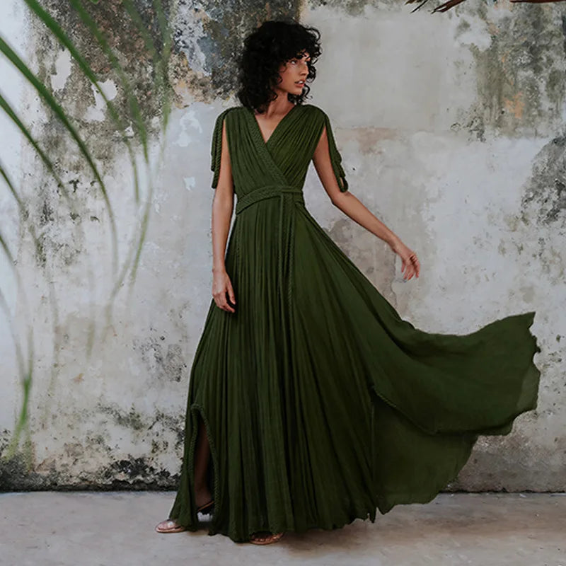 Hollow Out Knitted Long Dress 2024 Beach Dress Drawstring Swimwear Cover Ups Sexy Beach Outfits for Women Beachwear