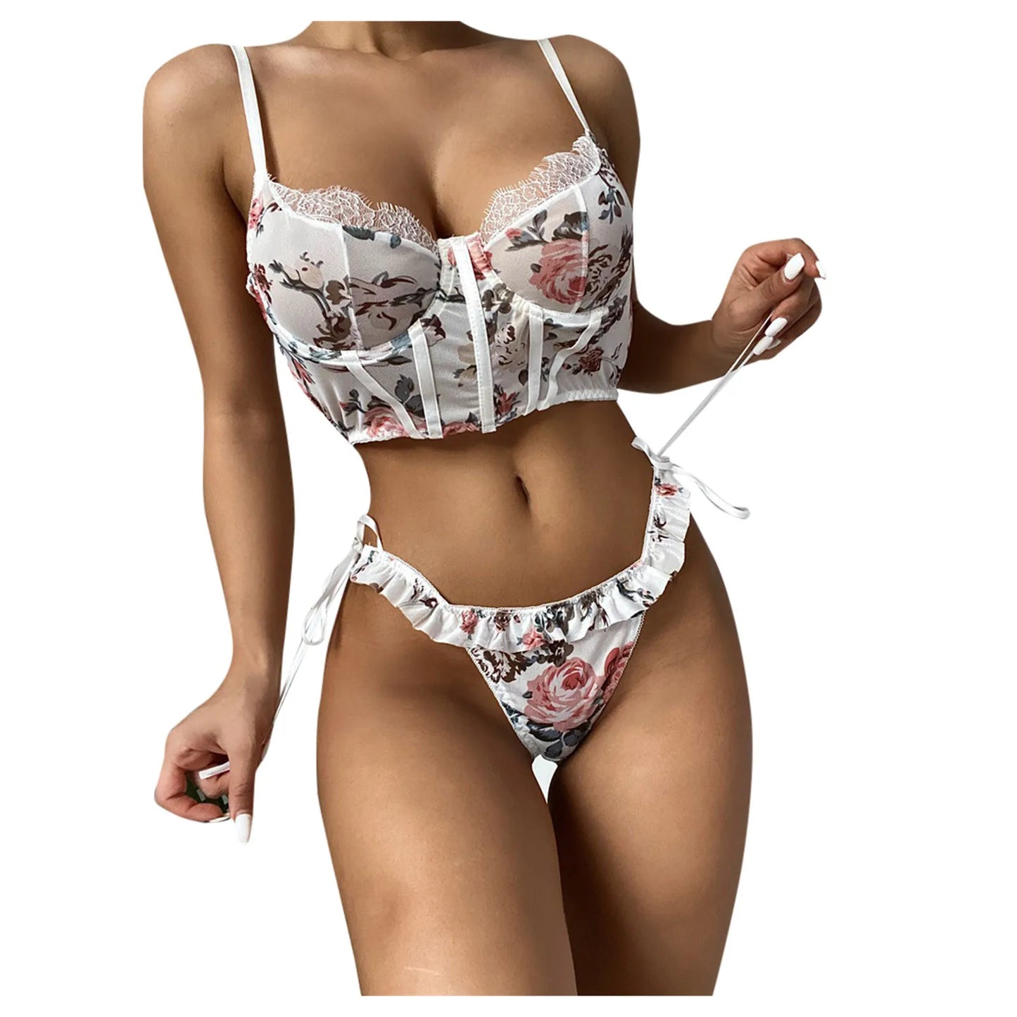 New French Embroidery Lingerie Sets Lace Flowers Underwear Sexy Women'S Body Shaping Push Up Bra Romantic Bras And Panties Set