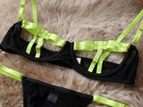 Sexy Hollow Splicing Strap Heavy Crafted Underwear 4-piece Women Rompers Clothing Bodysuits Crop Tops Lace Jumpsuit UE5L