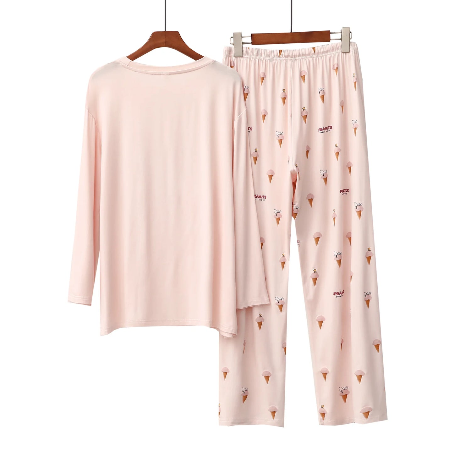 Women Soft Modal 2PCS Pajama Long Sleeve Printed Pijama Mujer Femme Loose Nightwear Suit Female Casual Homewear Pajama Set