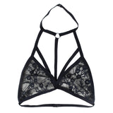 Lingerie For Ladies Lace Halter Neck Criss Cross Back Lace Bra Deep V Scalloped Strappy Bralette Lenceria Sexys Para Mujer Fina