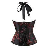 Corset Top Plus Size Sexy Lingerie Women Bustier Strap Embroidery Flower Overbust Corselet Vintage Fairy Burlesque Red Black