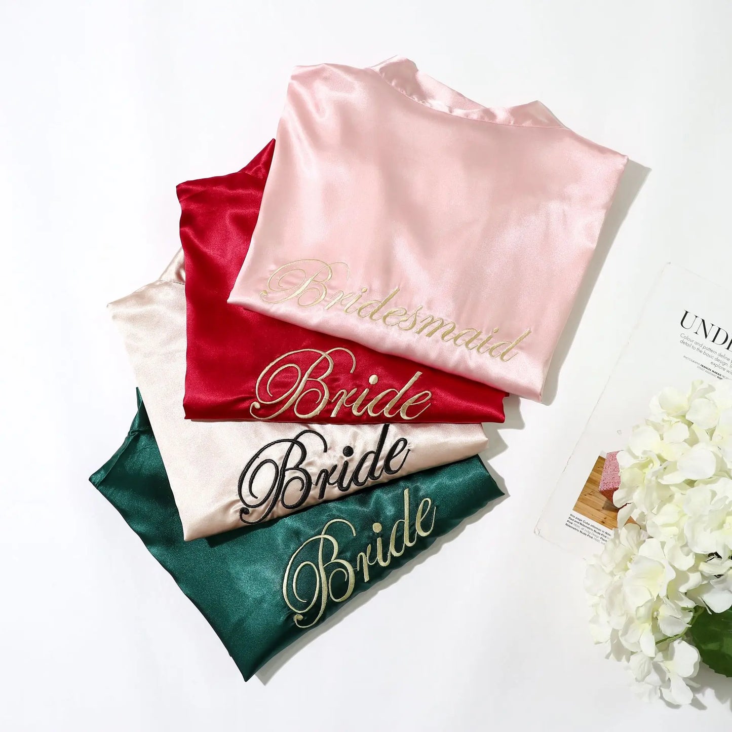 Embroidery Bride Bridesmaid Wedding Robe Gift Sexy Elegant Kimono Sleepwear Lady Bathrobe Intimate Lingerie Satin Home Dress