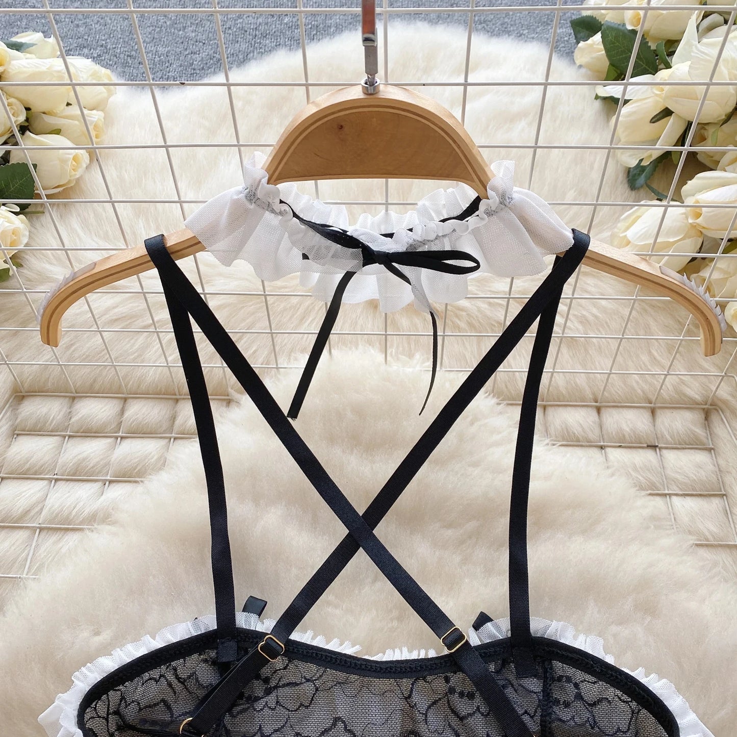 Jumpsuit Hot For Women Ruffles Lace Strappy Onesie Camis Porno Uniform Sheer Sensual Magdalyn Bodycon Bodysuits Transparent New