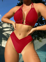 Plus Size Beach Bikini Black Sexy Halter Bikini Push Up Swimsuit 2 Piece Bikini Sets Summer Women Swimwear Bathing Suits