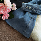 Vintage Patchwork Denim Blazer Women Spring Autumn Notched Long Sleeve Asymmetrical Jacket Office Lady Coat Blazer Mujer