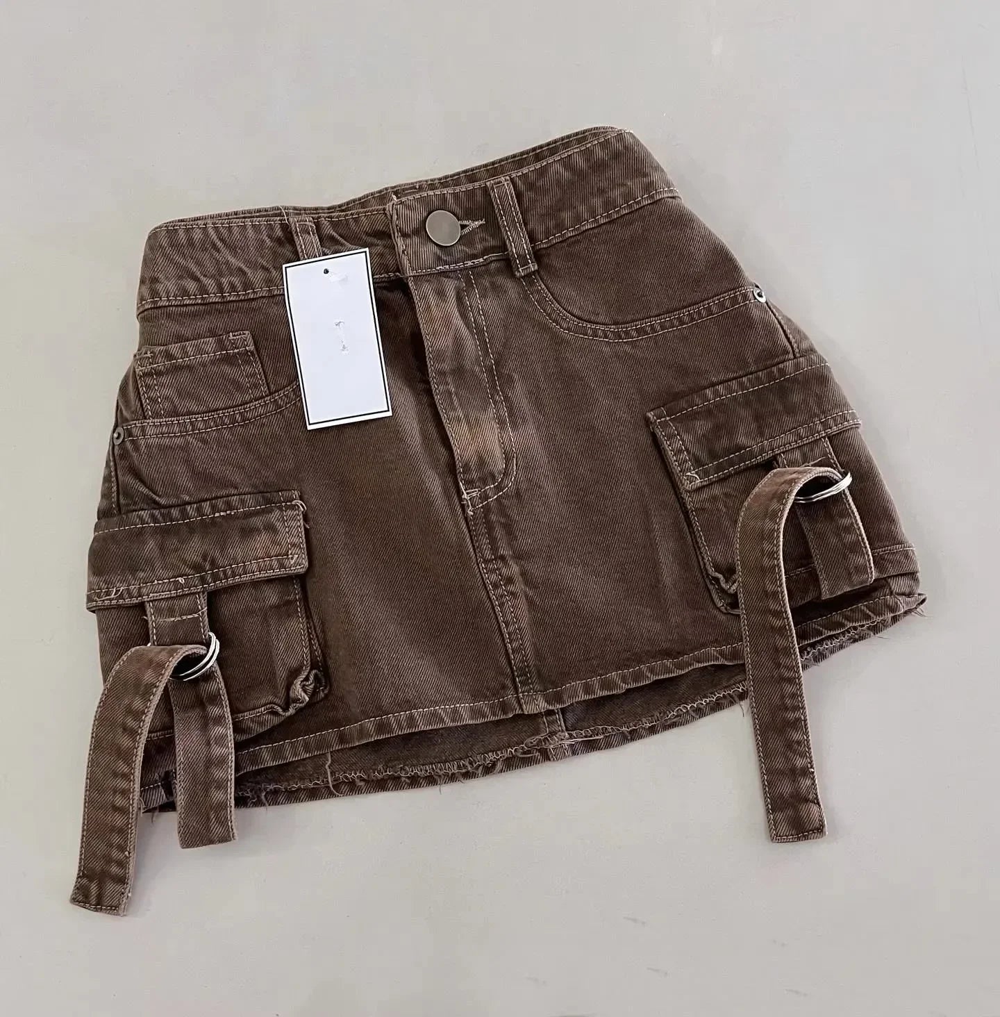 Harajuku Retro Y2K Skirt Goth Raw Edge Denim Skirt Light Blue Low Waist Mini Skirt  Autumn Winter Sexy Slim Skirts Streetwear
