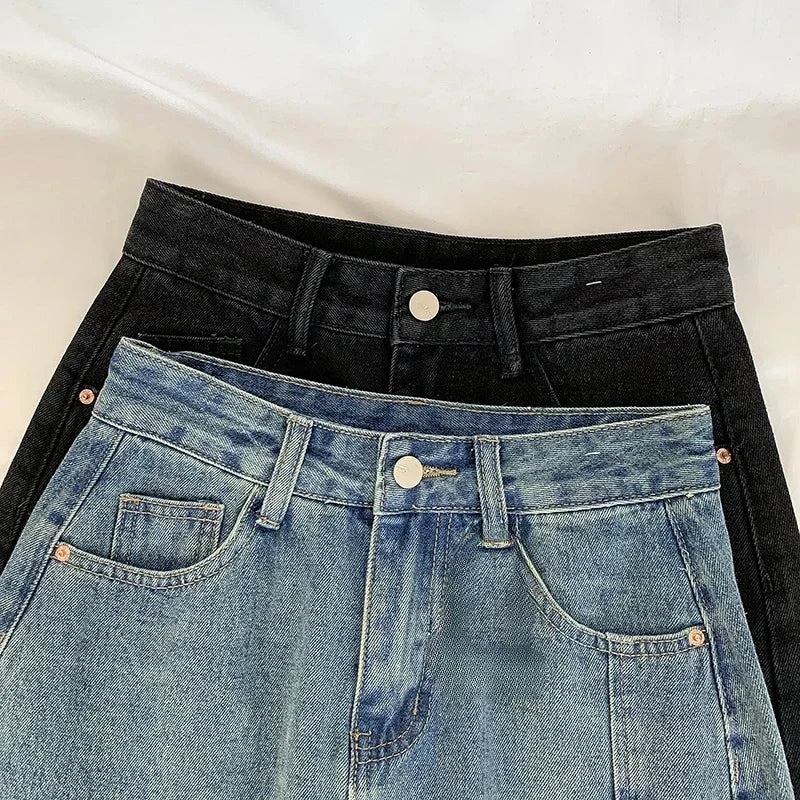 Y2k Denim Mini Skirts For Women Korean Style Summer 2023 Sexy Female Wide Leg Jeans Skirt Casual Vintage Blue Black High Quality