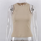 Women Solid Round Sleeveless Camis Tank Top Women Vest Camisole Summer Basic Elastic Tank Top Women O Neck Solid Tank Top Y2k