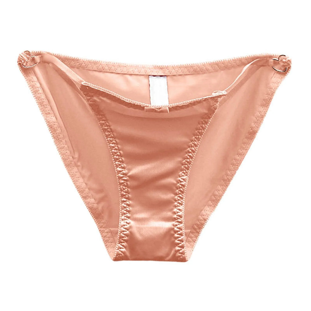 French Sweet Sexy Hollow Out Underwear For Women Low Waist Seamless Panties Satin Pure Color Ladies plus Size Underwear Briefs