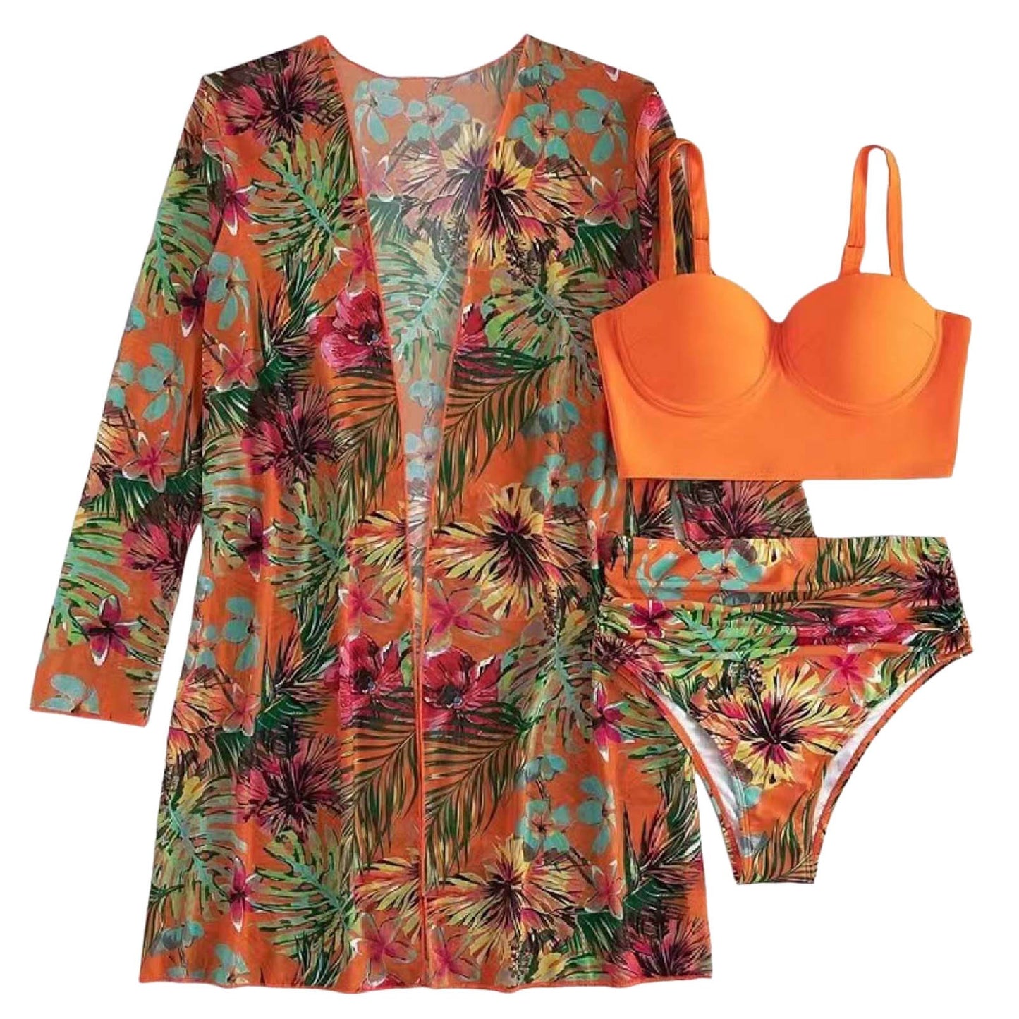 Bohemian Vacation Bathing Suits New Cover Up Three Piece Hard Packed Women'S Bikini Split Swimsuit For Ladies Ropa Interior