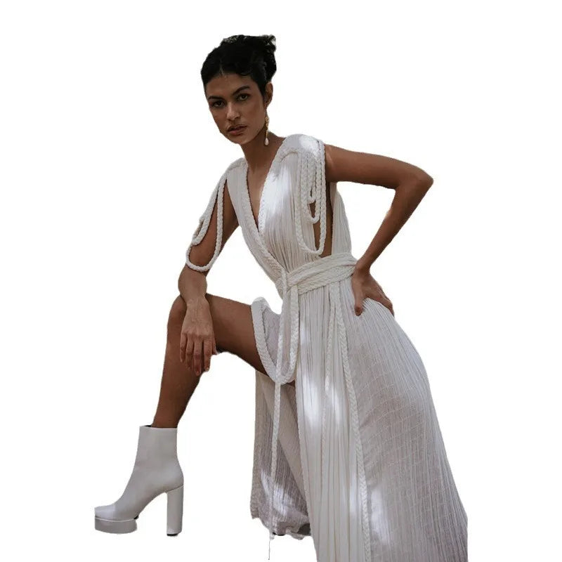 2024 Spring New Women's Strap Off The Shoulder Sexy Hanging Neck Loose Vacation Beach Skirt For Women