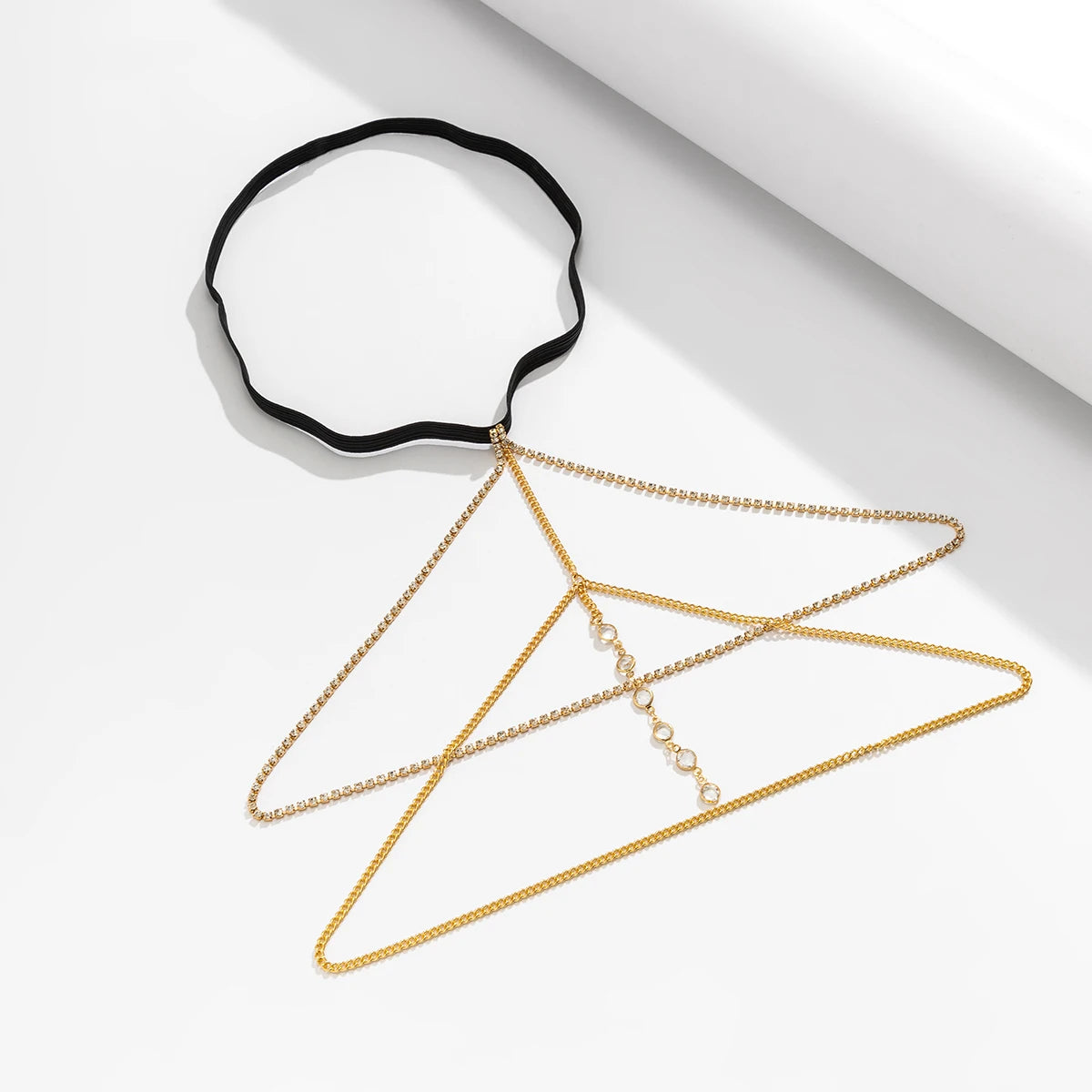 IngeSight.Z Sexy Full Rhinestones Imitation Pearl Tassel Leg Thigh Chain for Women Simple Adjustable Elastic Band Body Chain