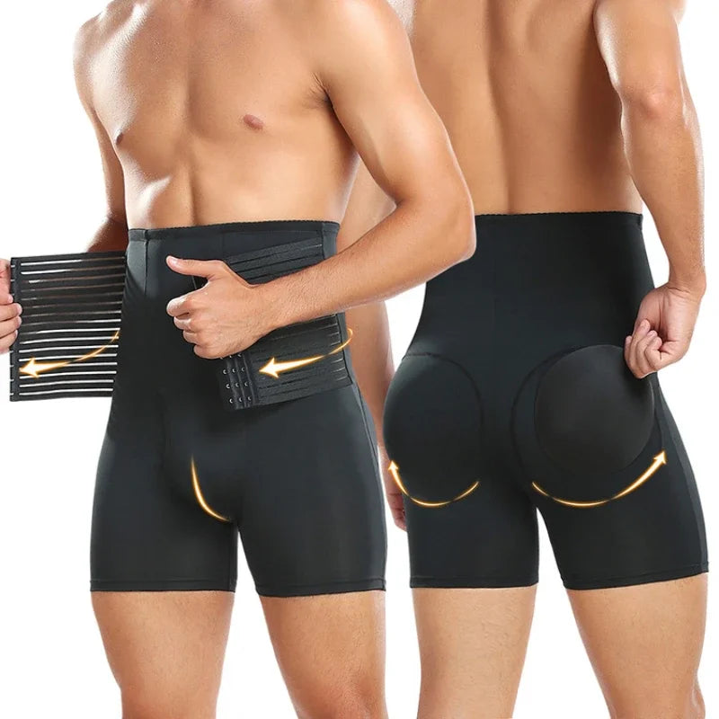 Shapewear Control Pants for Men Fitness Waist Trainer Corset Body Shaper Padded Panties Slimmer Thigh Breathable Slimmer Waist