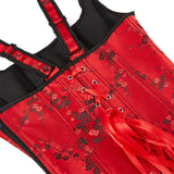 Corset Top Plus Size Sexy Lingerie Women Bustier Strap Embroidery Flower Overbust Corselet Vintage Fairy Burlesque Red Black