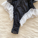 Jumpsuit Hot For Women Ruffles Lace Strappy Onesie Camis Porno Uniform Sheer Sensual Magdalyn Bodycon Bodysuits Transparent New