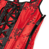Corset Top Plus Size Sexy Lingerie Women Bustier Strap Embroidery Flower Overbust Corselet Vintage Fairy Burlesque Red Black