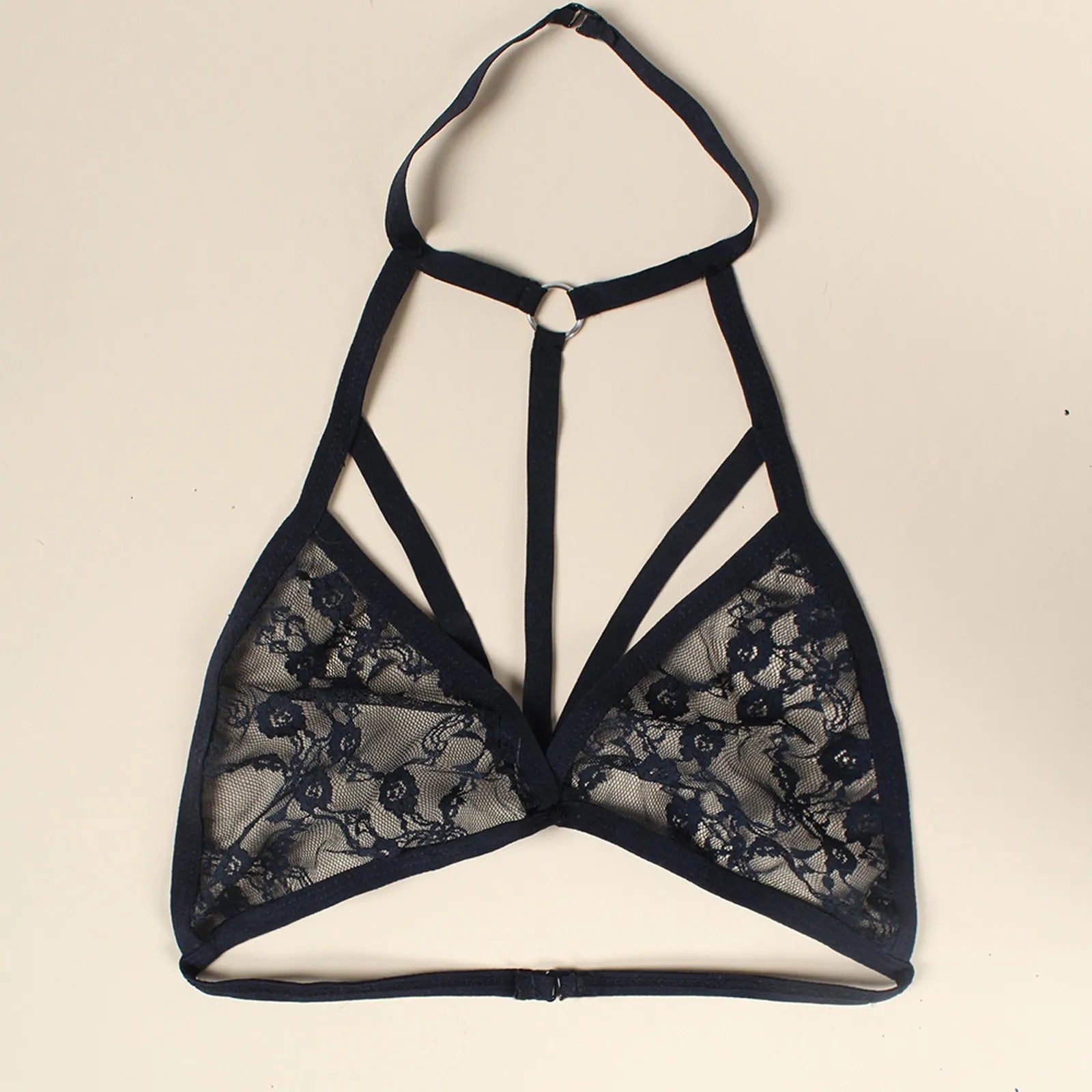 Lingerie For Ladies Lace Halter Neck Criss Cross Back Lace Bra Deep V Scalloped Strappy Bralette Lenceria Sexys Para Mujer Fina