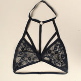 Lingerie For Ladies Lace Halter Neck Criss Cross Back Lace Bra Deep V Scalloped Strappy Bralette Lenceria Sexys Para Mujer Fina
