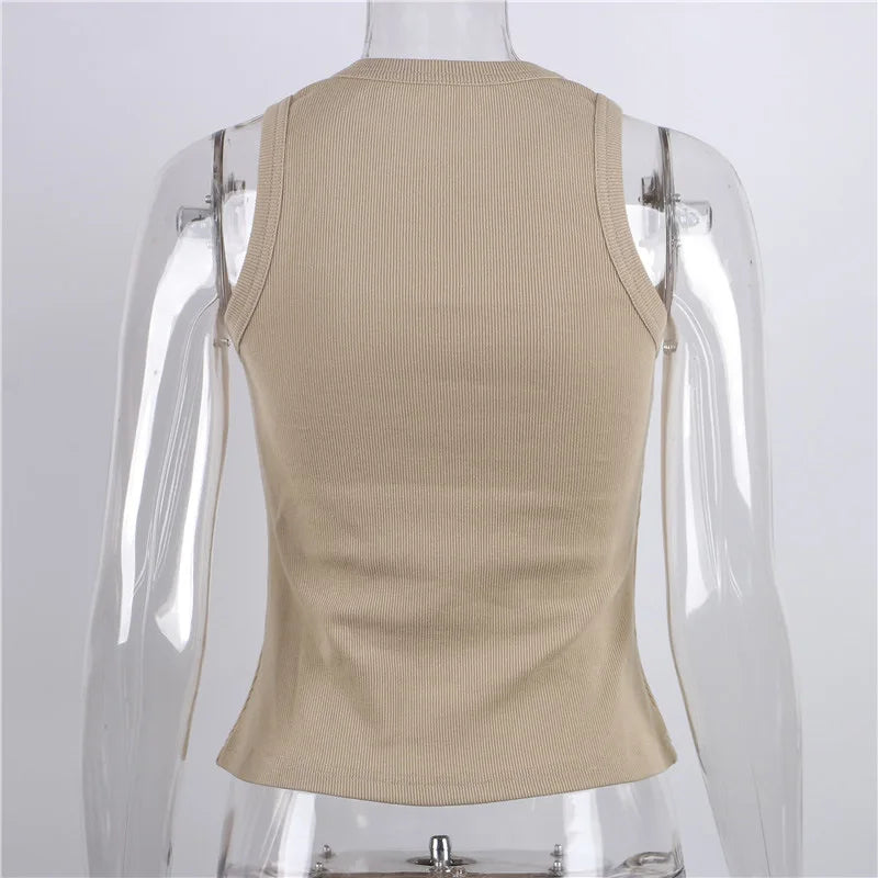 Women Solid Round Sleeveless Camis Tank Top Women Vest Camisole Summer Basic Elastic Tank Top Women O Neck Solid Tank Top Y2k