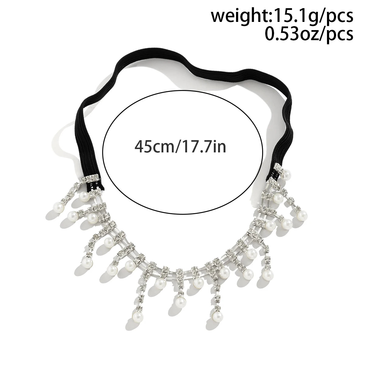 IngeSight.Z Sexy Full Rhinestones Imitation Pearl Tassel Leg Thigh Chain for Women Simple Adjustable Elastic Band Body Chain