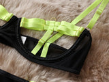 Sexy Hollow Splicing Strap Heavy Crafted Underwear 4-piece Women Rompers Clothing Bodysuits Crop Tops Lace Jumpsuit UE5L